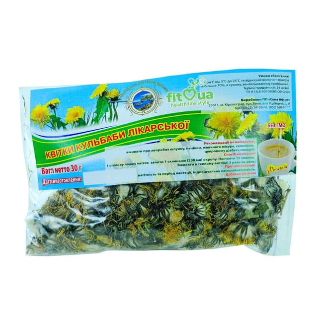 Квіти кульбаби чай, для шлунка, печінки, жовчного міхура, 30 гр