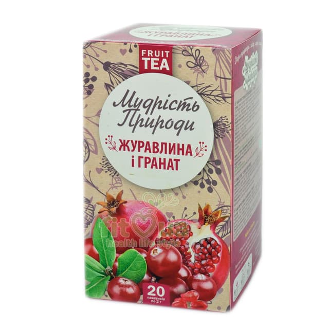 Фруктовий чай у пакетиках Журавлина гранат, 20 шт.