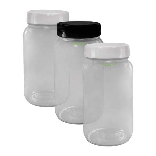 Набір баночок для спецій та сипучих 500 мл (2 білі +1 чорна кришка)