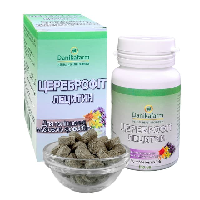 Лецитин Цереброфіт для мозкового кровообігу таблетки 90 шт. по 0.4 г